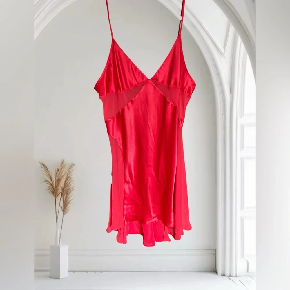 Y2K VINTAGE VICTORIA’S SECRET Red Cutout Slip Dress Satin UO Vintage L‎